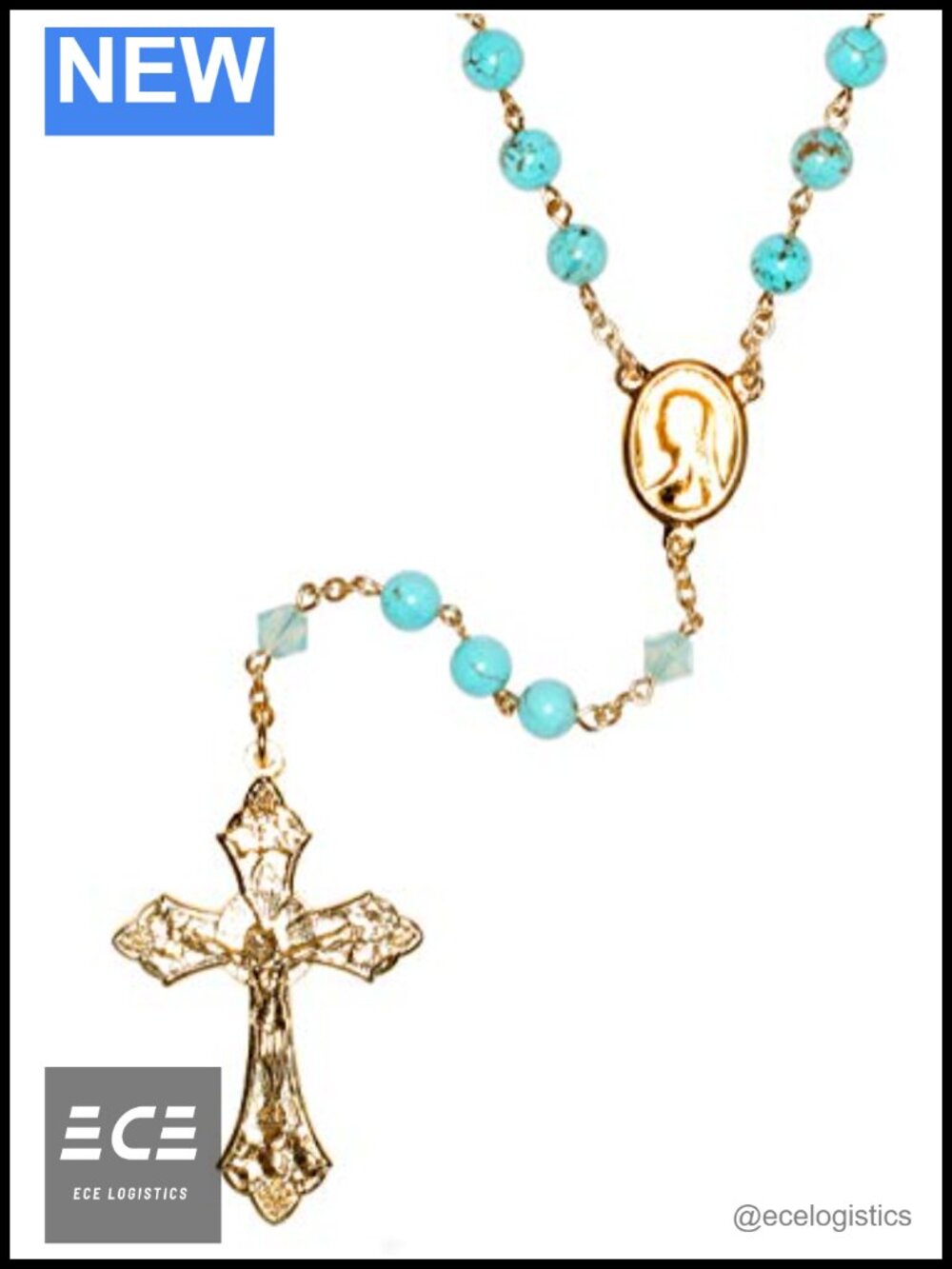 Handcrafted Gemstone Rosary Necklace 18in Prayer Beads